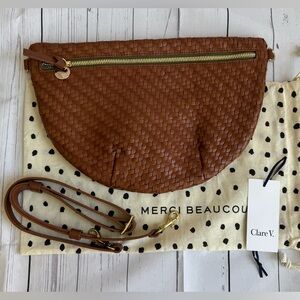 EUC - Clare V. Grande Fanny - Hazelnut Woven Zig Zag